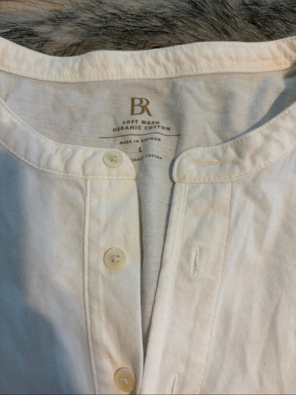 Banana Republic White Organic Cotton Henley Button-Down Shirt - Men's